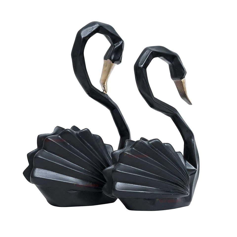 Handcrafted Romantic Love Swan Pair Statue Duck Couple Set - image 2 of 4