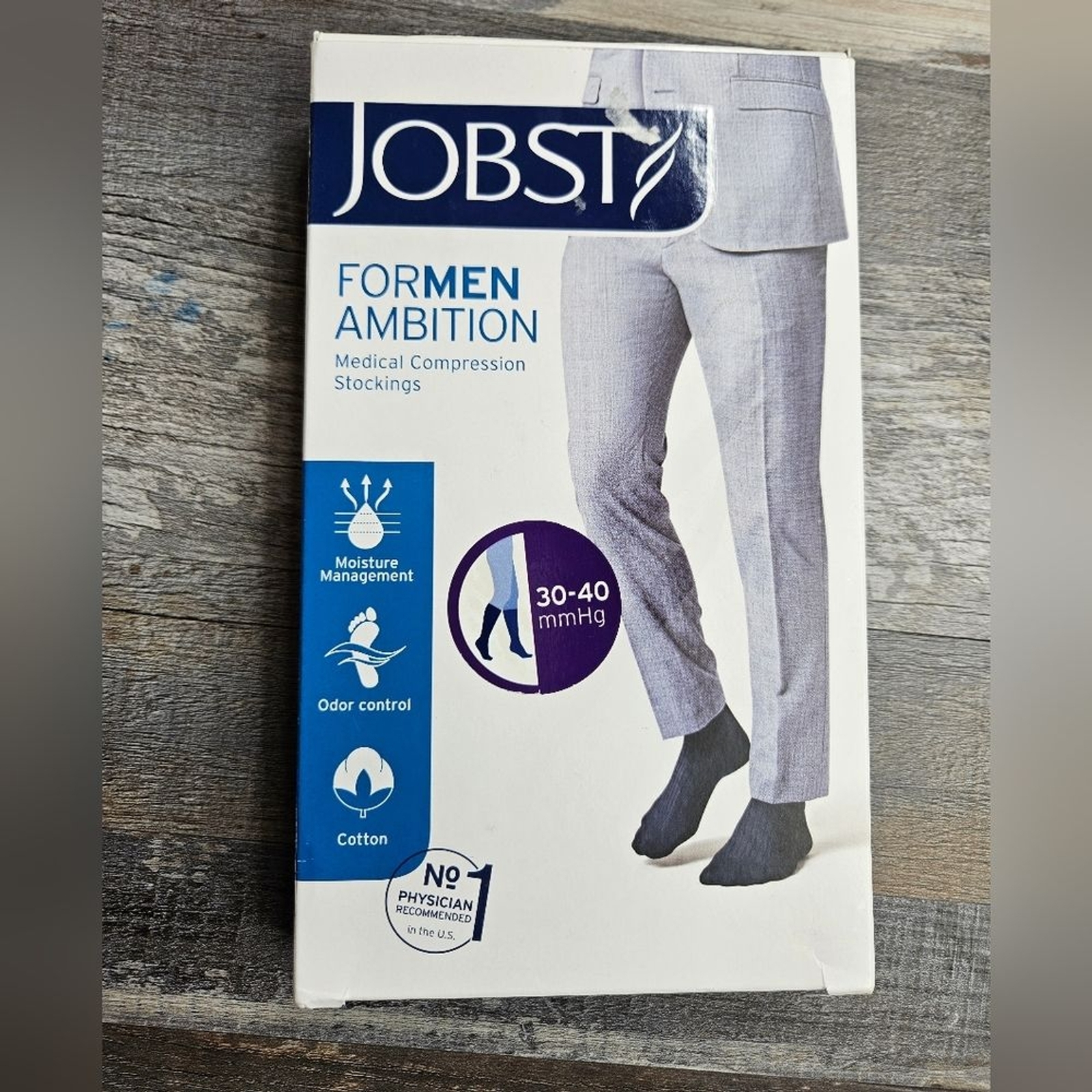 Jobst For Men Ambition Medical Compression Socks Grey Knee Long Size 5