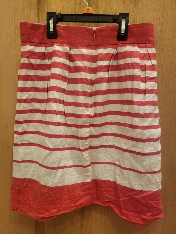 Preciosa Falda Banana Republic Rosa Blanco Lino Talla 2 Para Mujer Foto 3 de 4