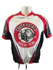 Nashbar Couch Potato Cycling Team 1/2 Zipper White Cycling Jersey Men’s Size M