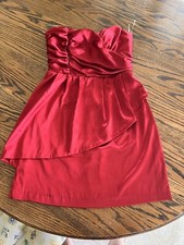 TEEZE ME Dress Size 11 Women's Red Strapless Made in Usa