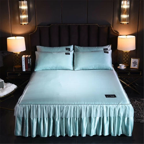 Luxus Satin Seide Bett Rock Staub Rüschen Elegant Bettlaken 14" Drop Queen King - Bild 39 von 41