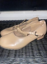 Balera Tap Dance Shoes Nude Low Heel Mary Jane w/ Bow Style B70 Size 4.5A