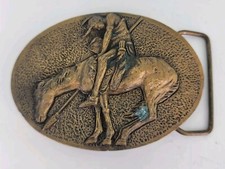 Vintage Native American Belt Buckle Spec Cast Denver CO 1981 Brass
