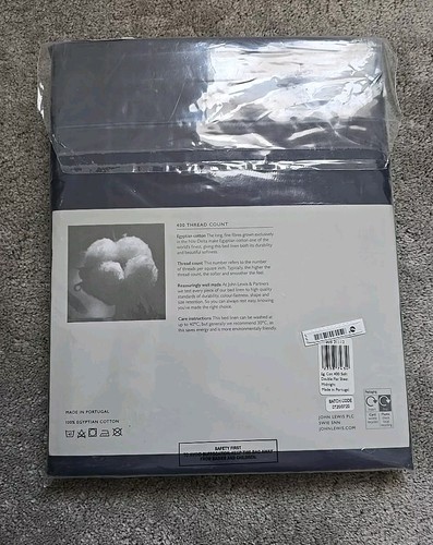 John Lewis, Egyptian Cotton 400 Thread, Double Size Flat Sheet, Mid Blue RRP £55 - Picture 2 of 2