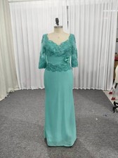 Elegant Green Long Sleeves Mother of the Bride Dresses Chiffon Floor Length