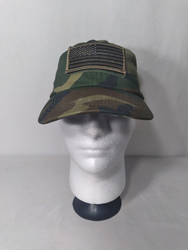 Strapback Hat Camo American Flag Patch 