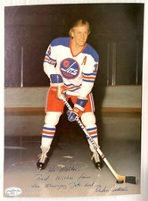 ANDERS HEDBERG SIGNED WINNIPEG JETS INSCRIBED AUTOGRAPH WHA 8.5