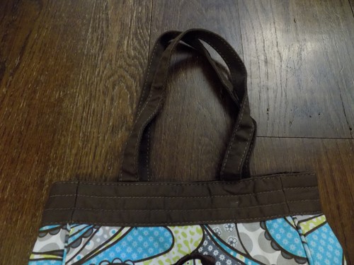 Thirty One Canvas Shoulder Bag Brown Teal Paisley Initial Letter C Embroidered - Picture 2 of 9