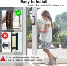 Sliding Door Handle 8" For Door Pull Patio Door Handles Fits 6-5/8 in Holes