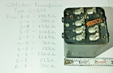 1 USED INPUT Chicago Transformer  TYPE: C-255 ;  SC-32293A