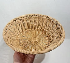 Handwoven Natural Rattan Basket for Bread Fruit Storage Container 10”Round