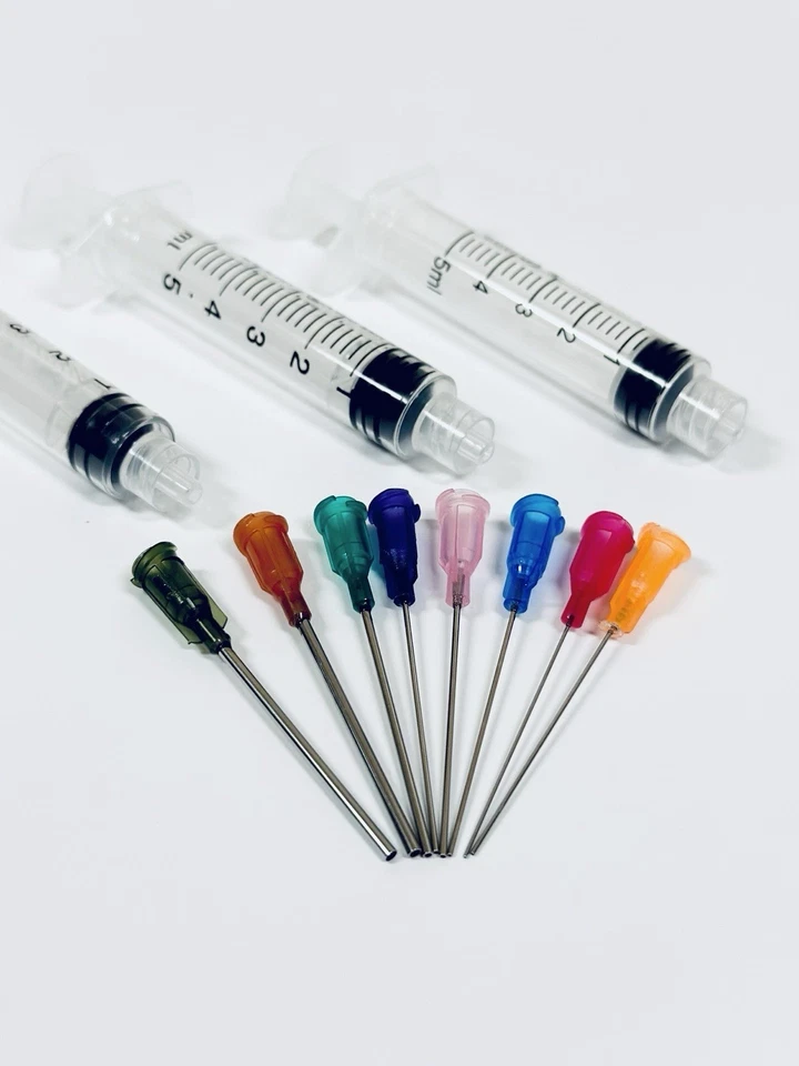 3PCS 5ML SYRINGES & 10PCS MIX LONG BLUNT TIPS 3pcs 5ml Syringes & 10pcs Mix LONG Blunt Tip Needles Glue, Ink, Dispensing