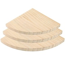 3 x Shelf Wall Mounted Natural Wood Corner Shelves Home Office Kitchen 20 Cm