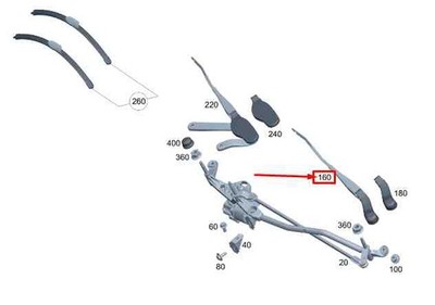 MERCEDES-BENZ C W206 Wischerarm vorne links LHD A2068203701 NEU ORIGINAL