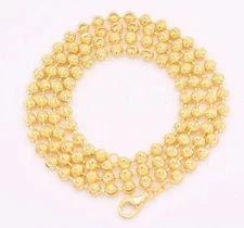 5mm Diamond-Cut Moon Cut Ball Bead Chain Necklace 14K Yellow Gold-Plated Silver