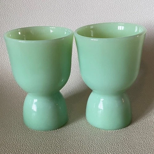 Fire King Jadeite Green Double Egg Cup Set of 2 Vintage Glass USA