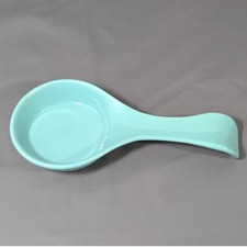 Cooks Club Turquoise Ceramic Spoon Rest Aqua Blue Ribbed Kitchen Tool 9.5 Inch
