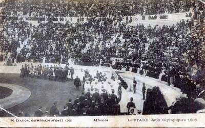 GREECE. OLYMPICS  - The parade at the Olympic Stadium in 1906. Authentic