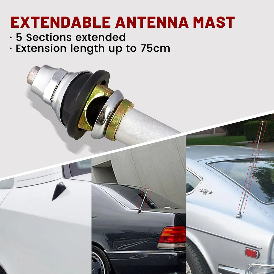Power Radio Antenna Aerial AM/FM Automatic Retractable Mast Kit for Honda Accord - Image 2 of 4