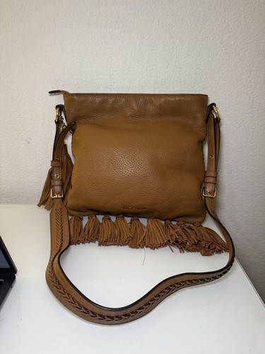 Michael Kors Camel Brown Tasseled Crossbody Purse Braid Strap Design Western - Picture 1 of 17