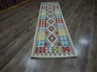 Authentic Afghan Chobi Vegetable Kilim Rug Tribal Geometric Design Rug 2.6x9.8