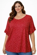 CURE Red Polka Dot Blouse Women’s Plus Size 2XL Ruffle Sleeve Casual Top