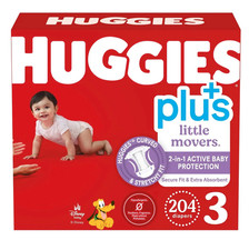 Huggies Plus Diapers Size 3 16-28 Pounds , 204 Count