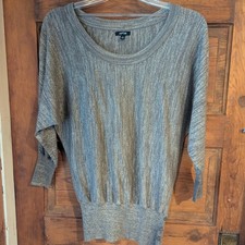 Apt. 9 Gray Scoop Neck Sweater with Relaxed Fit. sparkles... SZ L