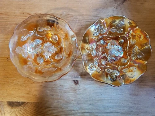 TWO (2) Carnival Glass Millersburg Marigold Blackberry Wreath Berry Bowls