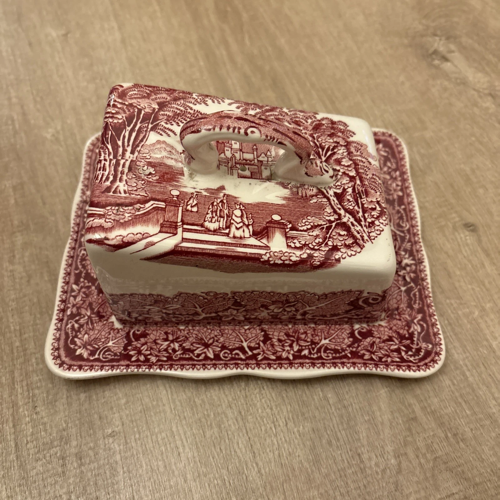 Vintage Masons Ironstone Vista Pink Cheese Dish