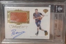 2015 Flawless Kristaps Porzingis Momentous Rookie Worn Patch Auto RC #/25 BGS 9