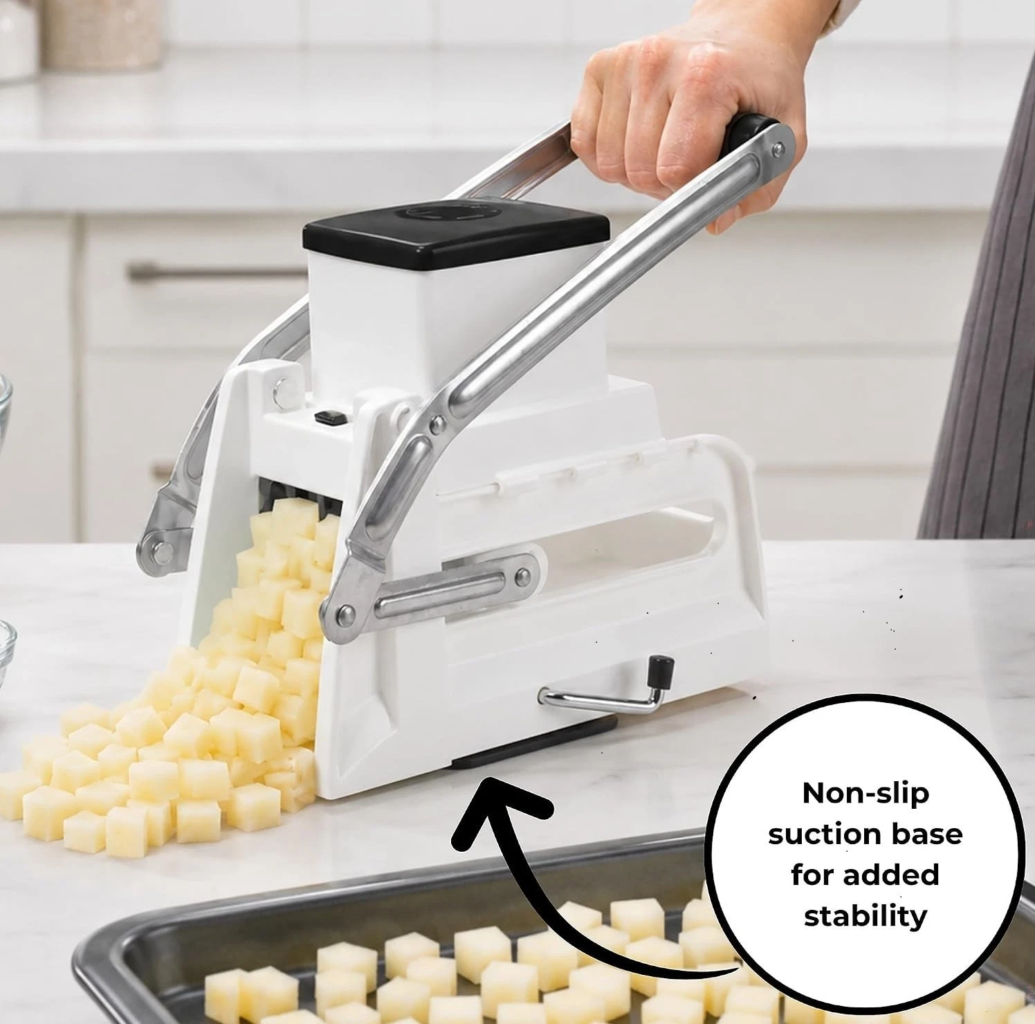 3-in-1 Fry Cutter & Cuber Potato Vegetable Cutter Stainless Steel Blades image 6
