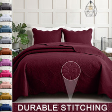 3 Piece Luxury Quilted Bedspread Set Coverlet Comforter Twin Queen King Bedding