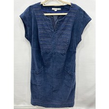 Boden Navy Blue Velvet Suede Feel Tunic Shift Dress with Pockets Size 10R