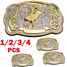 1-4Pc Rock Bull Ride Long Huge Rodeo Big Cowboy Texas Western Shine Belt Buckles