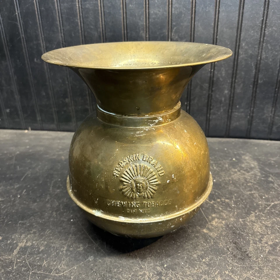 "Tapón de latón cortado tabaco para masticar marca Redskin de colección 2 caras 10"" raro" Foto 3 de 4