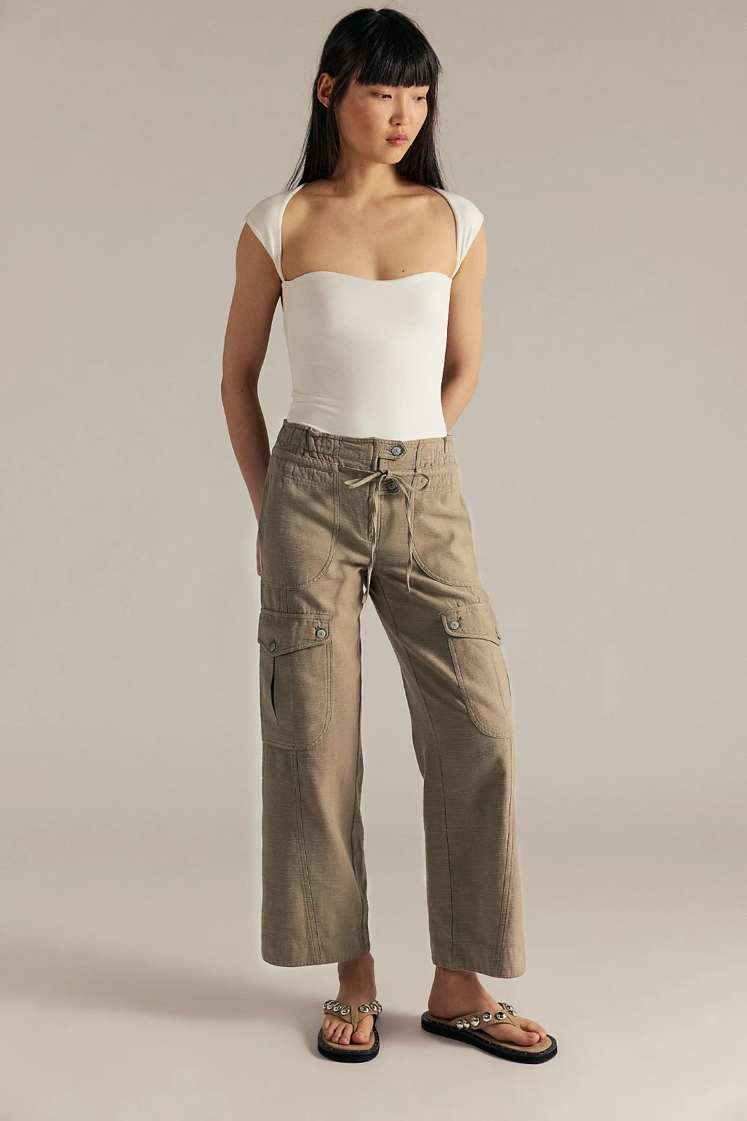 Free People We The Free Park Ave Pants S 6 Women Cargo Brown Trousers Pant 44909