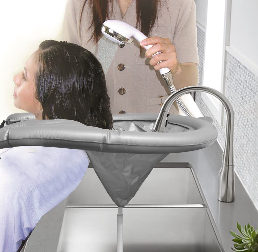 Portable Shampoo Bowl Inflatable Hair Washing Tray for Sink Home Salon Funnel...