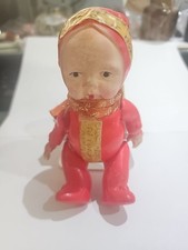 Vintage 1900-1950 Occupied Japan Celluloid Jointed Baby Doll Red Romper