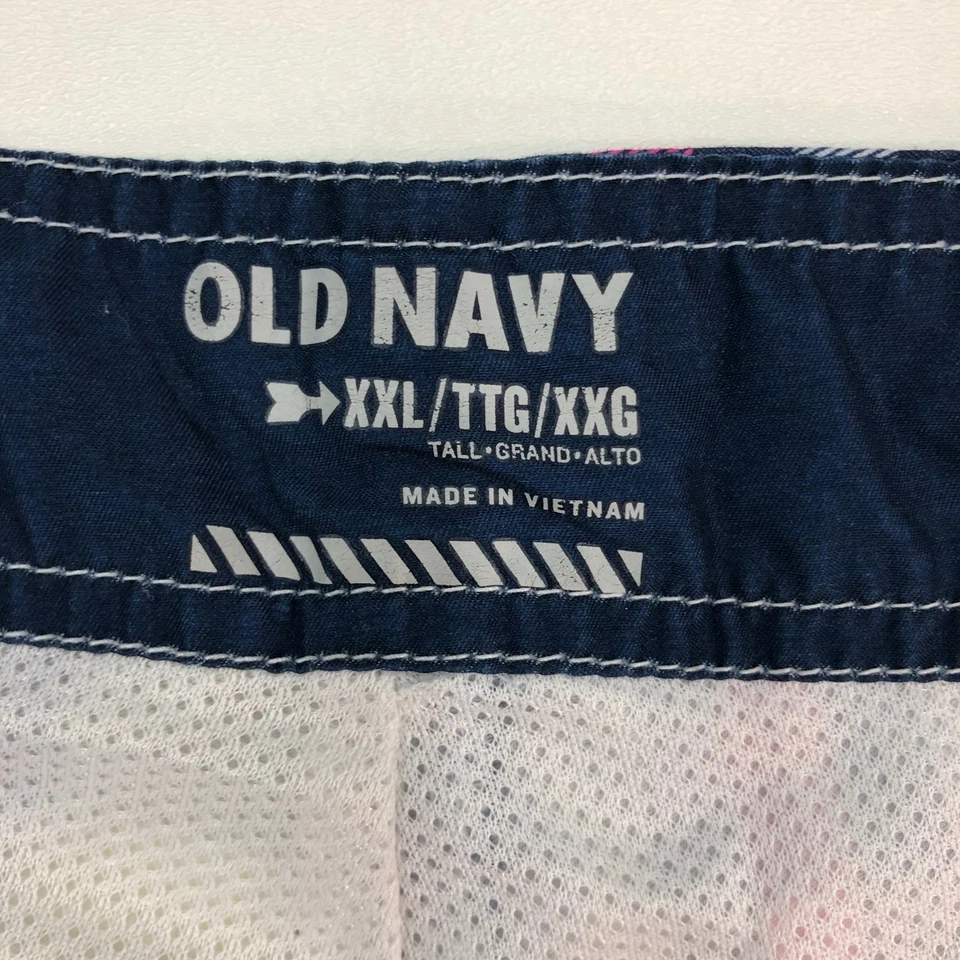 Bañador Old Navy para Hombres 2XL XXL Azul Marino Verde Rosa Corbata de Encaje Malla Forrada a Cuadros Foto 3 de 4