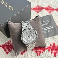 Bulova 96C134 Octava Men's Silver Crystal Stainless Steel Quartz Watch 41.5mm