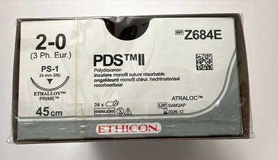 PDS ll PS1 2-0 ungefärbt monofil Nahtmaterial Fadenlänge 45 cm (24 Stck.). Z684E
