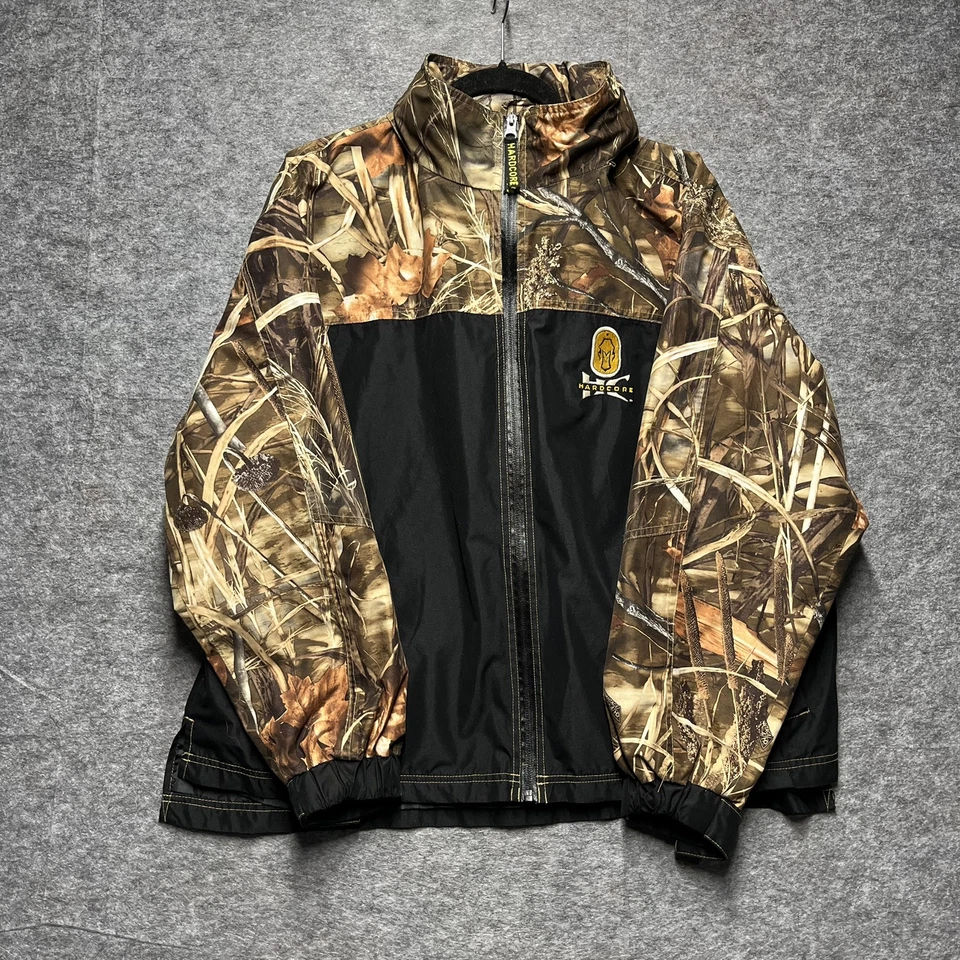 HARD CORE DUCK HUNTING RAIN JACKET ADVANTAGE MAX-4 HD CAMO HOODED ZIP SZ L MENS - Image 2 of 4