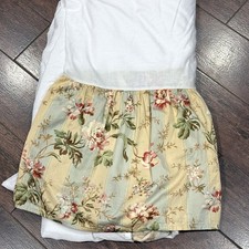 WAVERLY Striped Floral Yellow Green Bedskirt Dust Ruffle King 14&rdquo; Drop Sateen