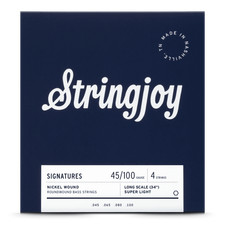 Stringjoy 4-String Long Scale Nickel Wound Bass Guitar Strings, Super Light