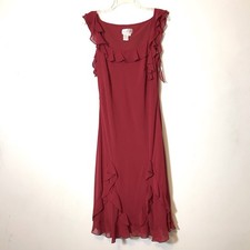 Vintage Adrianna Papell Y2K Red Crystal Embellished Fairy Flowy Ruffle Dress 10