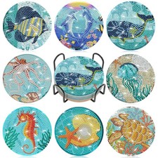 8 Pieces Diamond Painting Coasters Kit with Holder, Diamond Art Coasters, DIY...