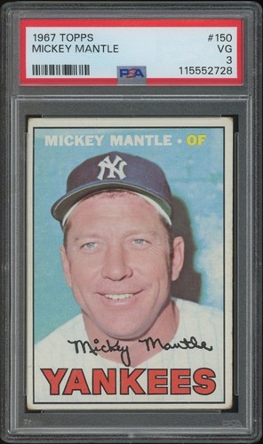 1967 Topps Baseball #150 Mickey Mantle PSA 3 (VG)