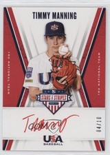 2019 Panini USA Baseball Stars & Stripes Red Ink 4/10 Timmy Manning #TM Auto 3z8